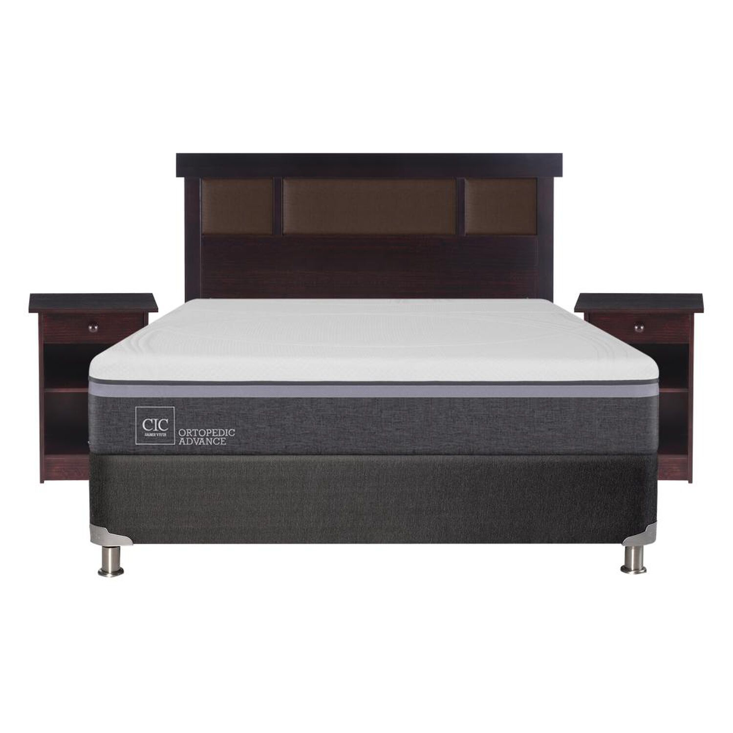 Box Spring Cic Ortopedic / 2 Plazas / Base Normal + Set De Maderas image number 0.0