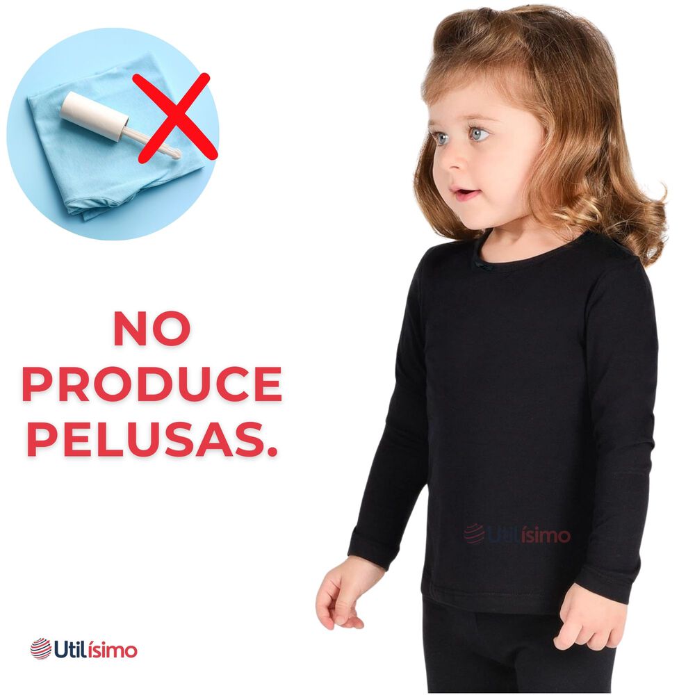 Camiseta Algod&oacute;n Manga Larga Polera Ni&ntilde;a Primera Capa Negra image number 7.0