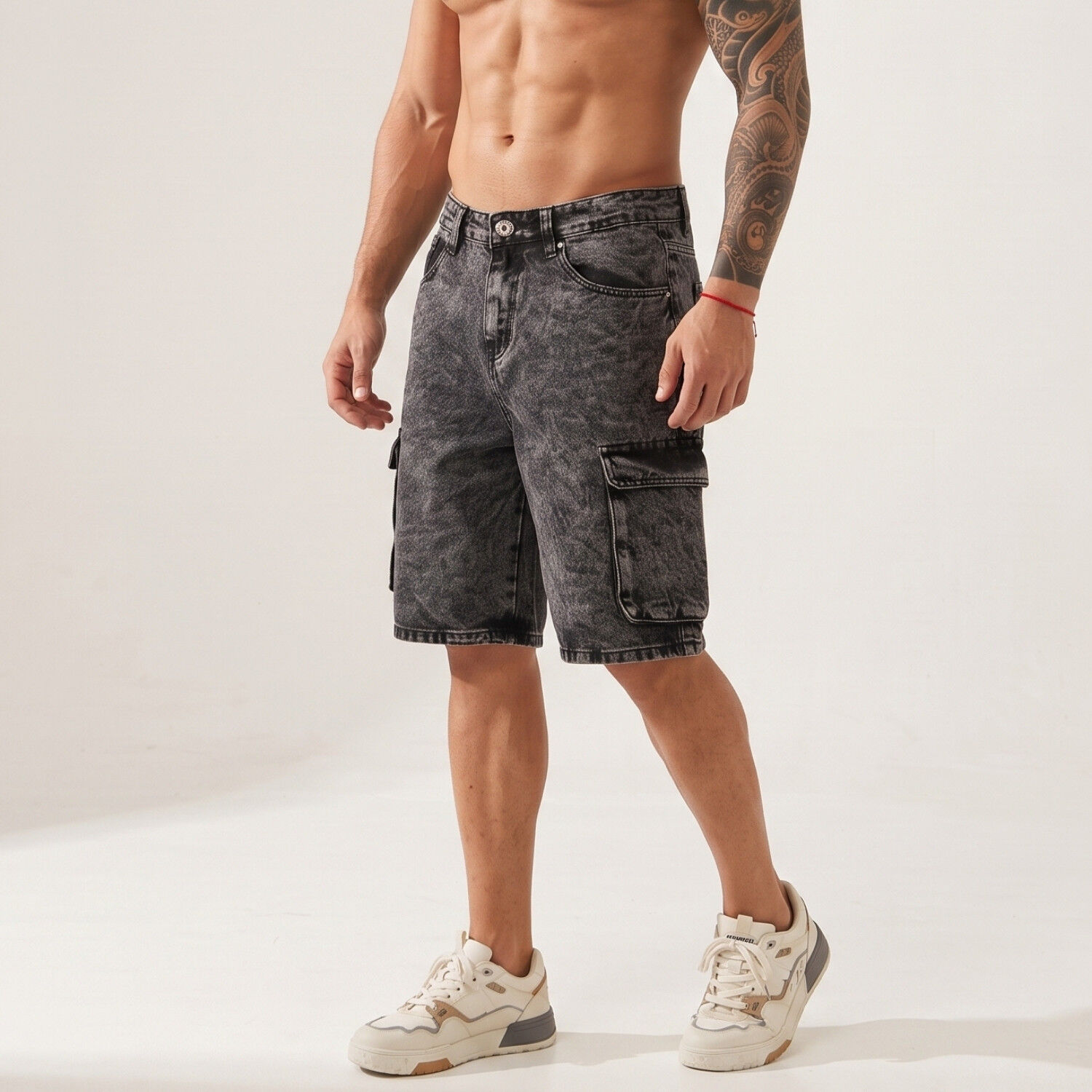 Short Bermuda Denim Cargo Relaxed Fit Hombre Hawai image number 1.0