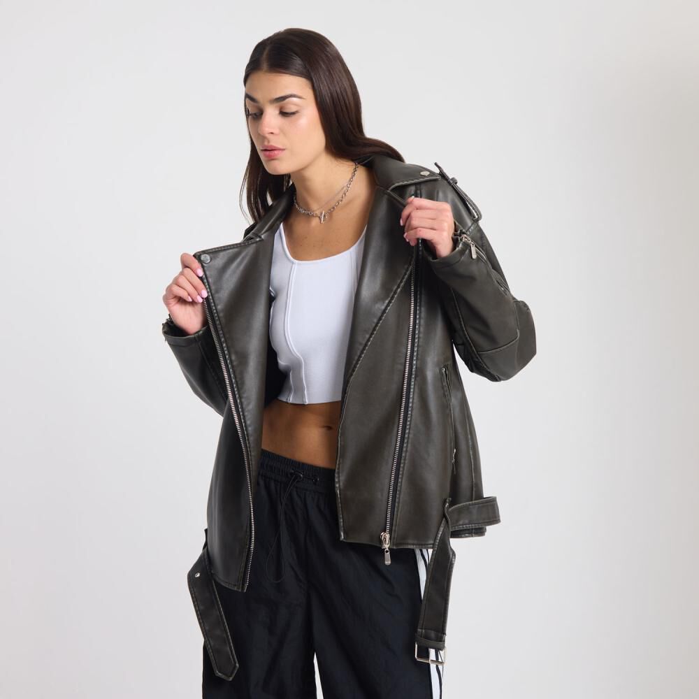 Chaqueta Ecocuero Cierre Cruzado Cuello Solapa Mujer Rolly Go image number 0.0