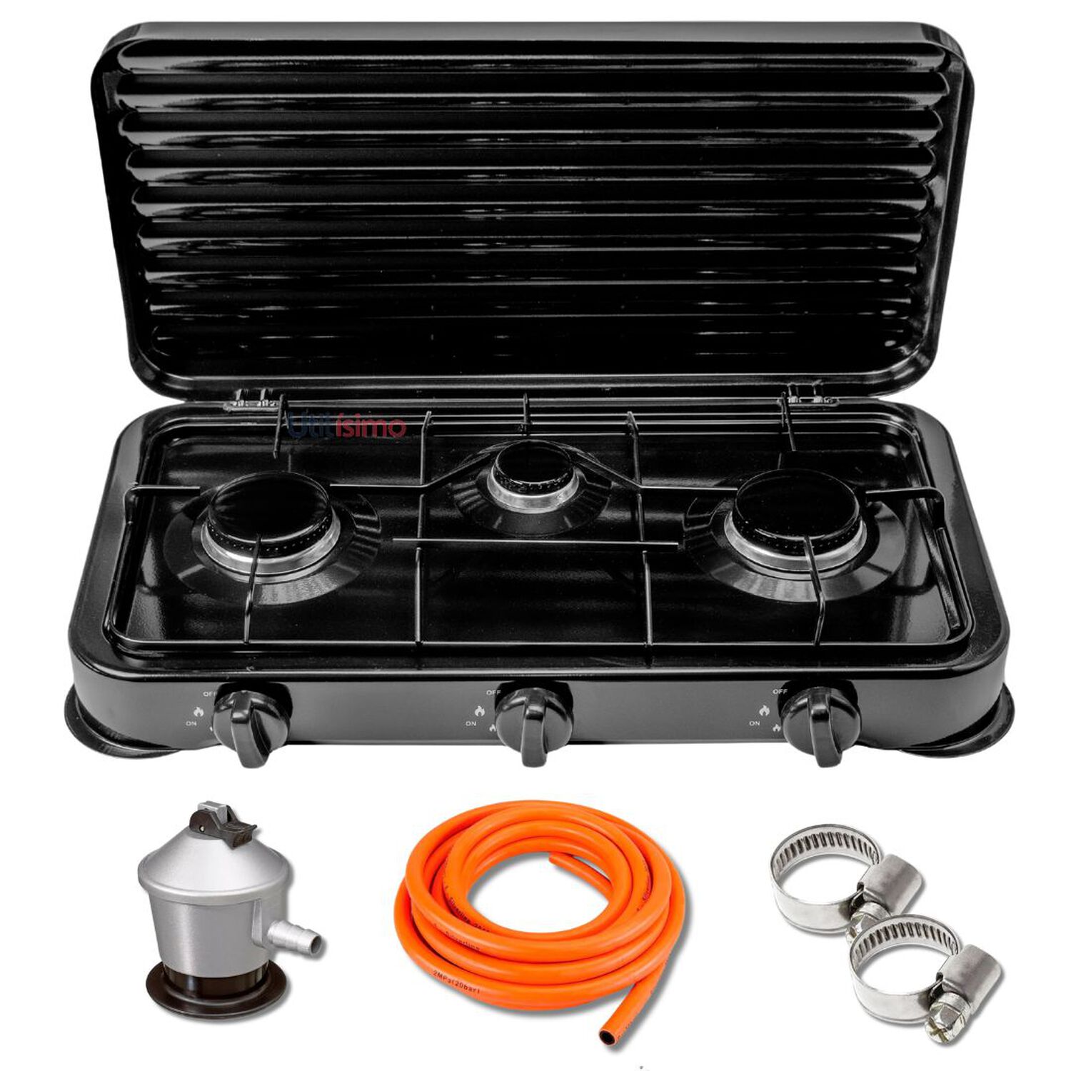 Cocinilla Encimera A Gas 3 Platos + Kit De Instalaci&oacute;n image number 0.0