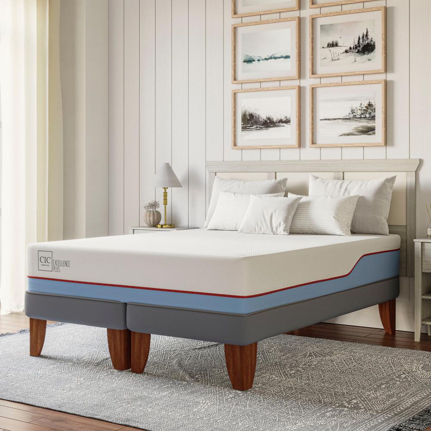 Cama Europea Cic Excellence Plus / 2 Plazas / Base Dividida + Set De Maderas image number 8.0