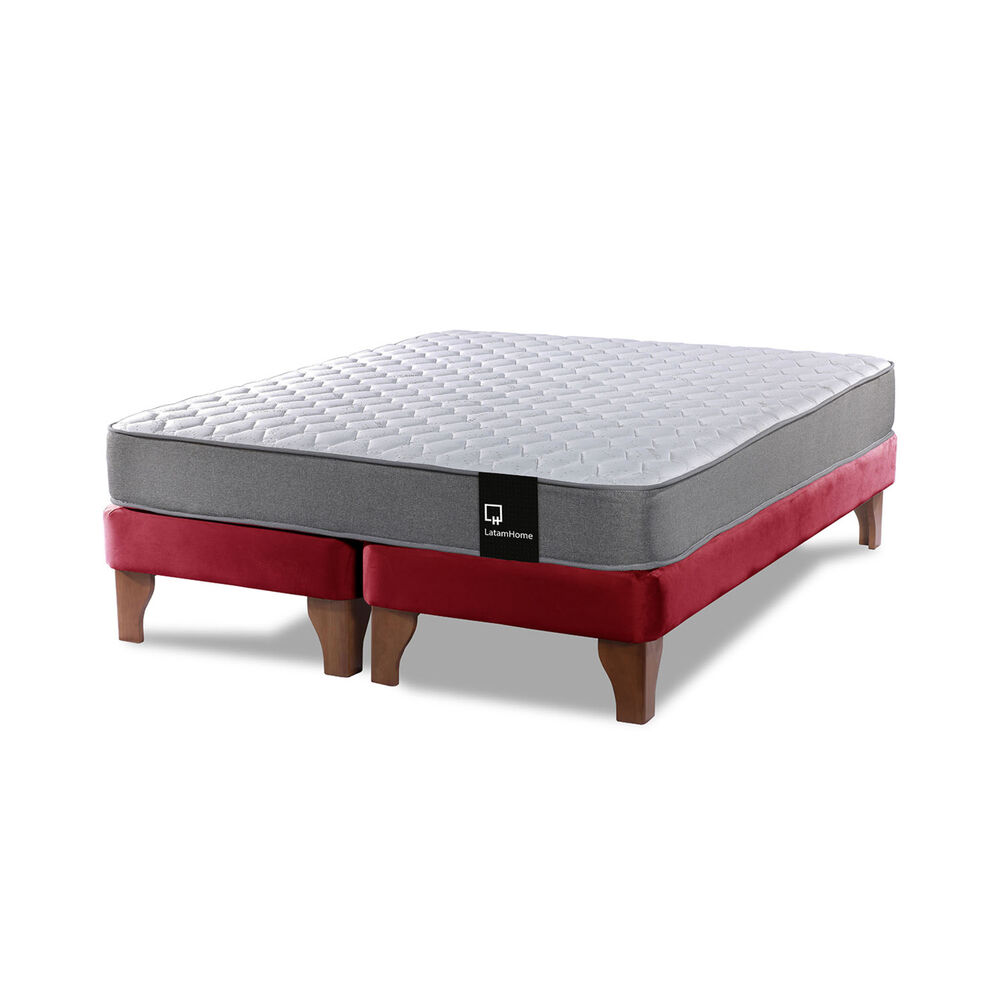 Cama Europea Zen Best Tela Velvet Burdeo 2 Plazas image number 1.0