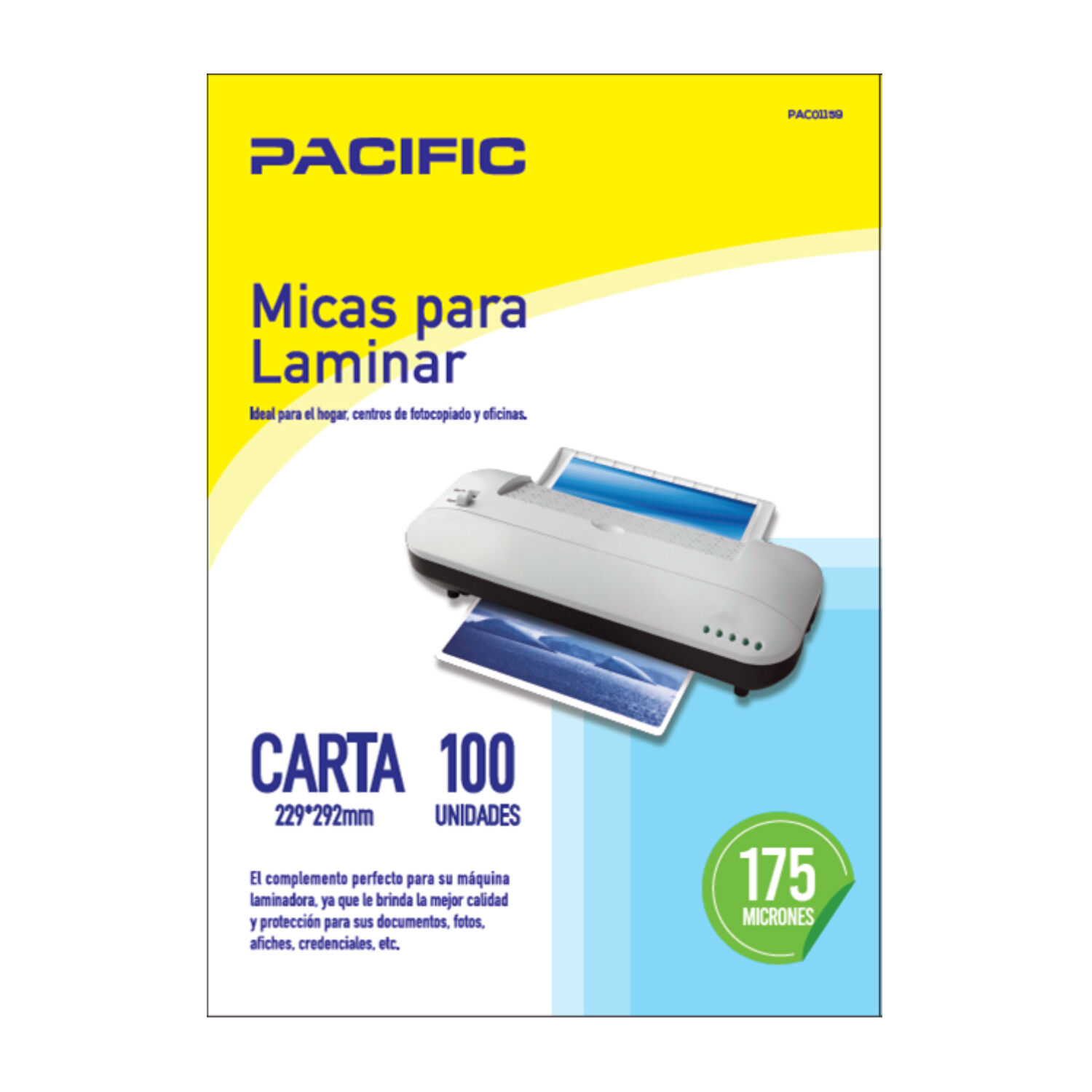 100 Laminas Micas Termolaminadora Carta 175 Micrones - Ps image number 0.0