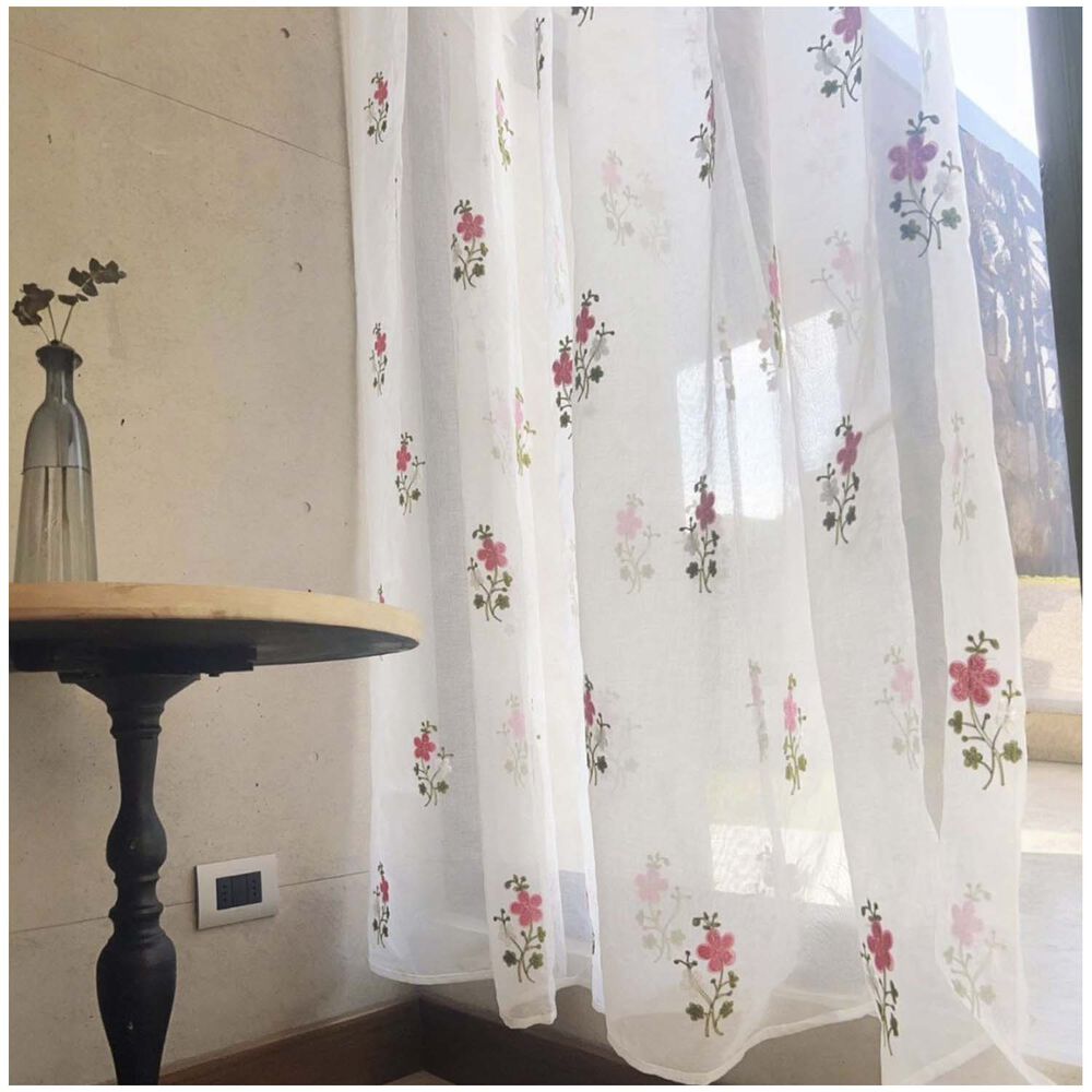 Set De 02 Visillos Bordados Con Argollas 140x230 Cm Mod09 image number 1.0