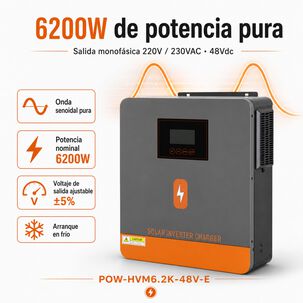 Inversor Solar H&iacute;brido Powmr 6200w 48v Funciona Sin Bater&iacute;as