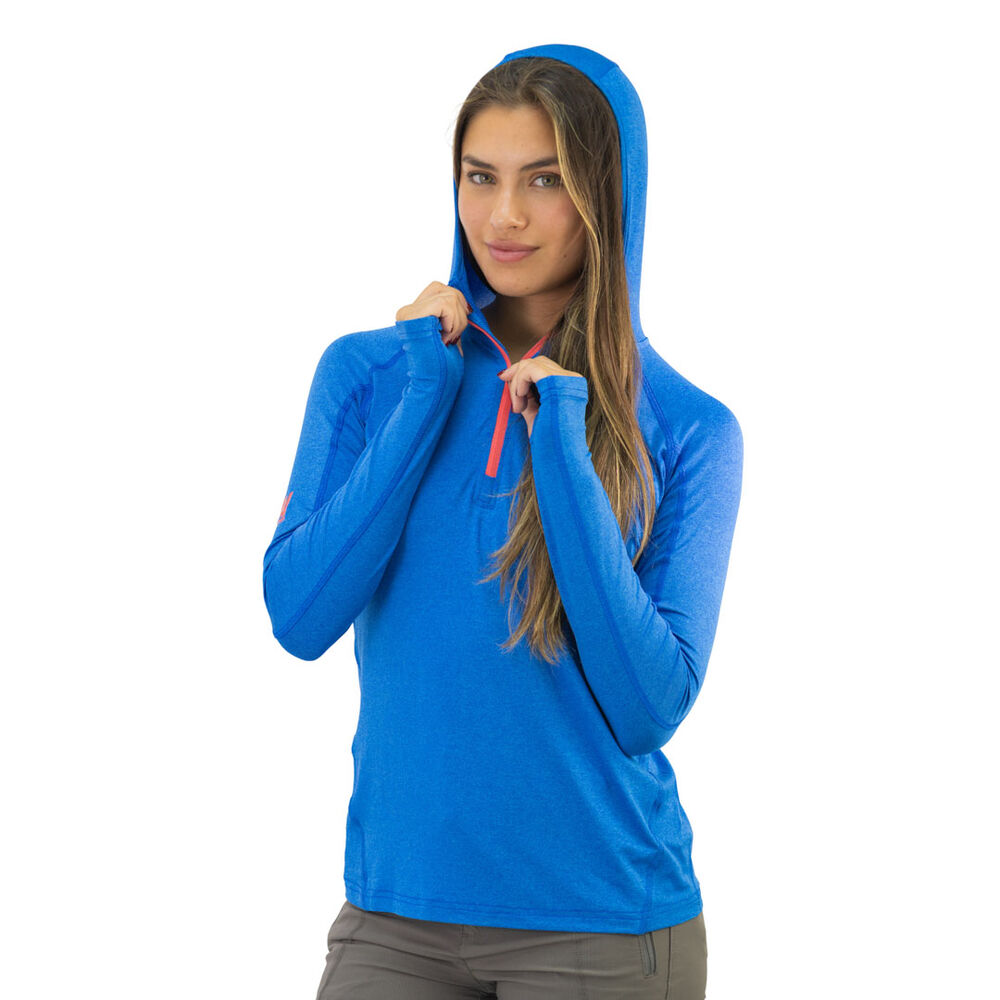 Polera Dry Fit Hw Spx C/ Gorro Manga Larga Mujer Elec Blue image number 4.0