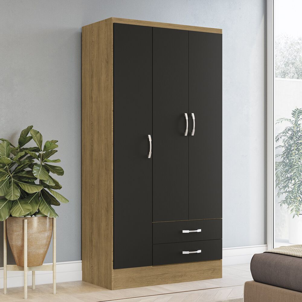 Closet Yardas Leticia Negro / Angelín 3 Puertas 2 Cajones image number 3.0