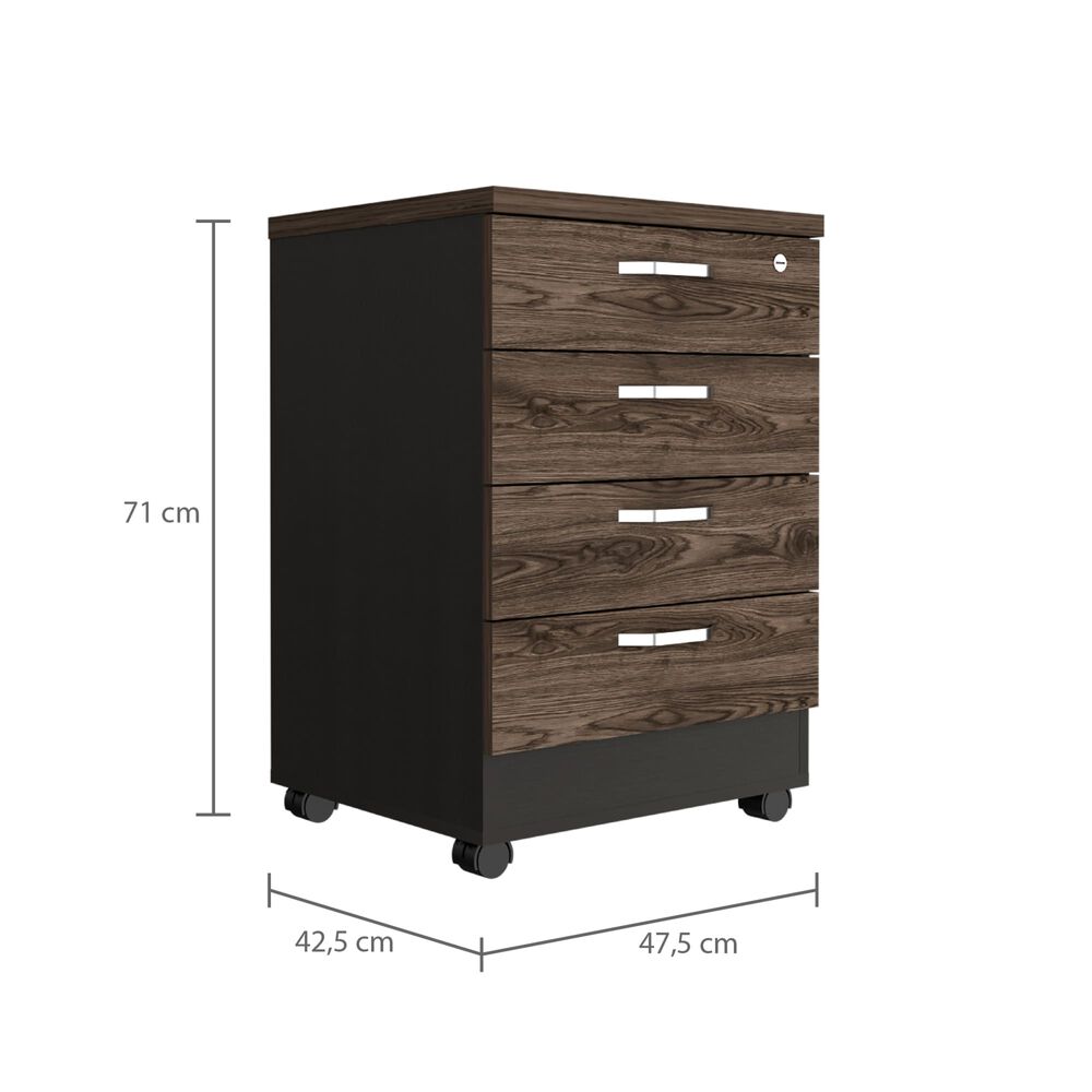 Cajonera Con Ruedas Fm-006n Negro Y Caf&eacute; Oscuro image number 8.0