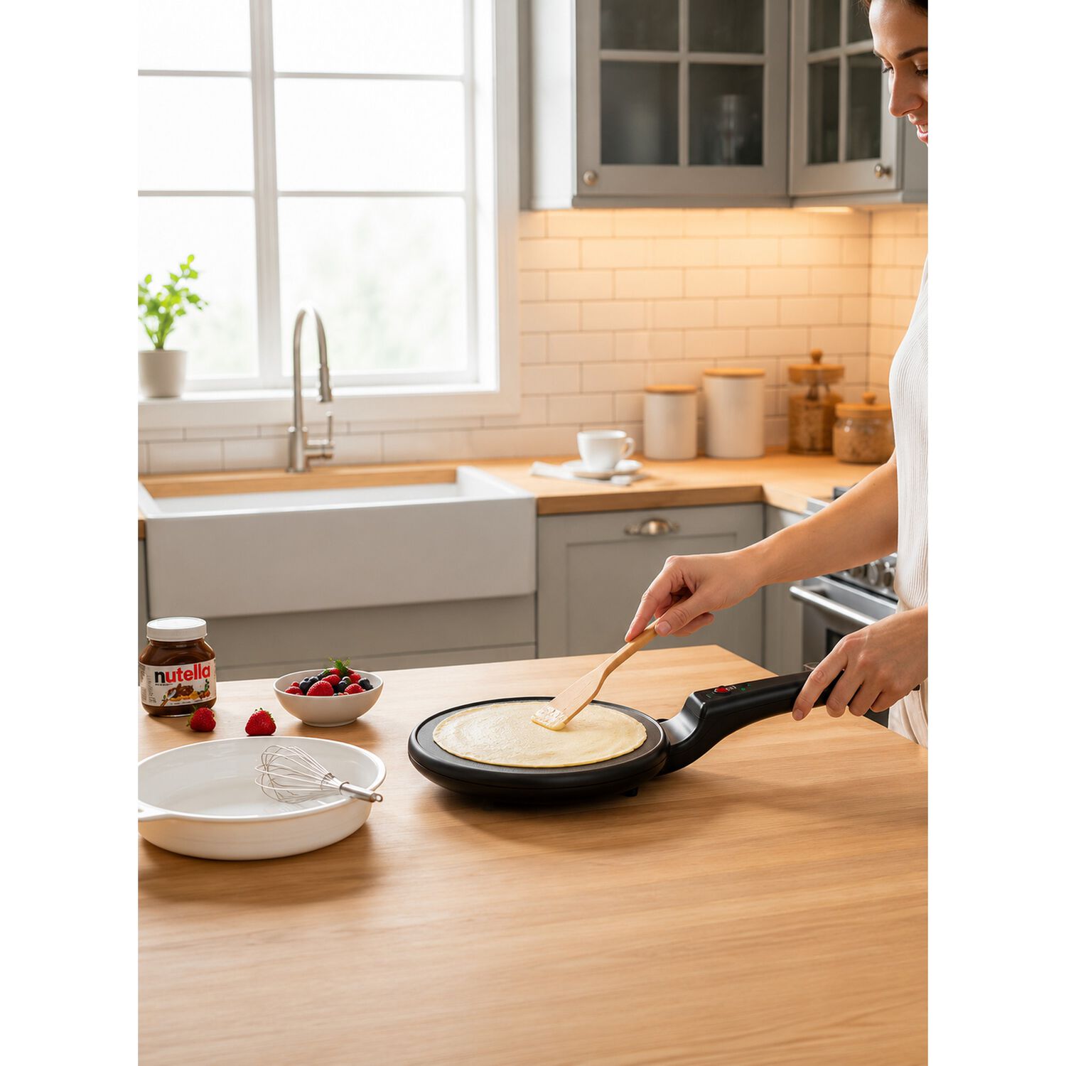 Panquequera Crepe Maquina El&eacute;ctrica+ Plato Batidor 20cm image number 5.0