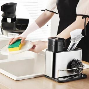 Dispensador De Jab&oacute;n Para Cocina Negro Plateado