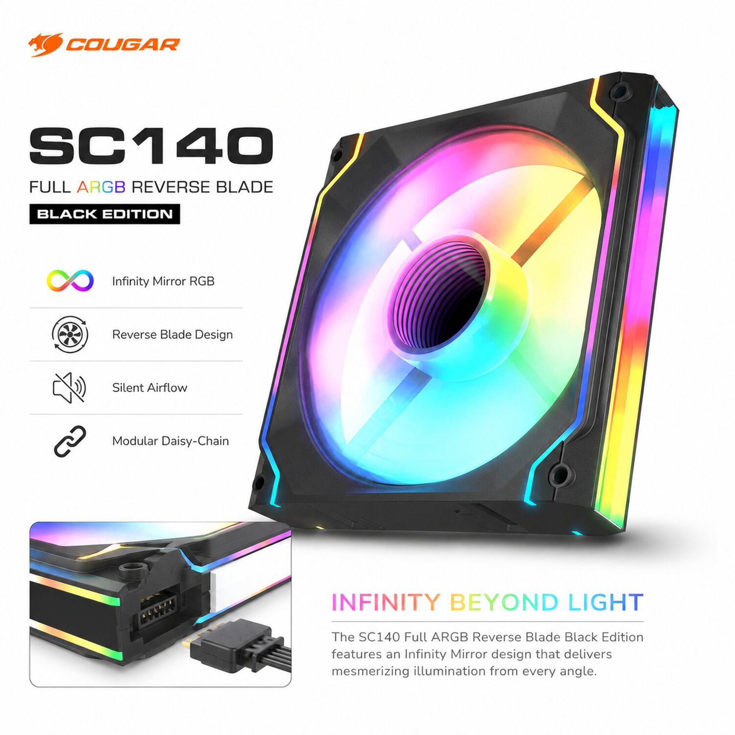 Ventilador Gamer Cougar Full Argb Ultra Compacto 140mm image number 7.0