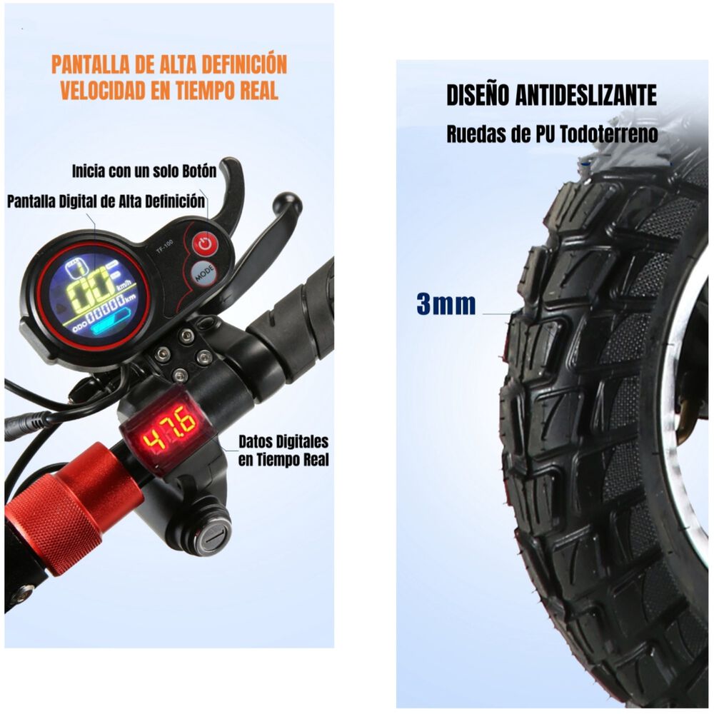 Scooter Adulto El&eacute;ctrico 40km 48v 350w Edge Negro image number 4.0