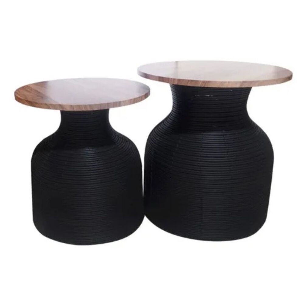 Juego 2 Mesas De Centro Dise&ntilde;o Tejido image number 3.0