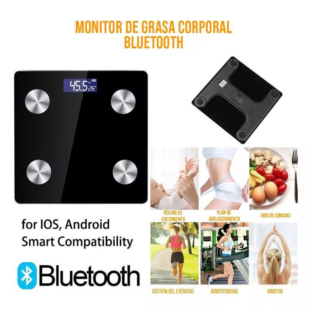Balanza Pesa Ba&ntilde;o Usb Digital Bluetooth Recargable 180kgs image number 2.0