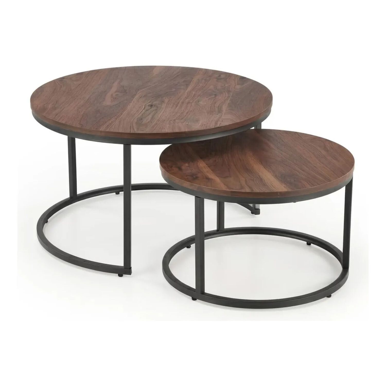 Set 2 Mesas Nido Redondas Madera Metal Living Moderna Caf&eacute; image number 5.0