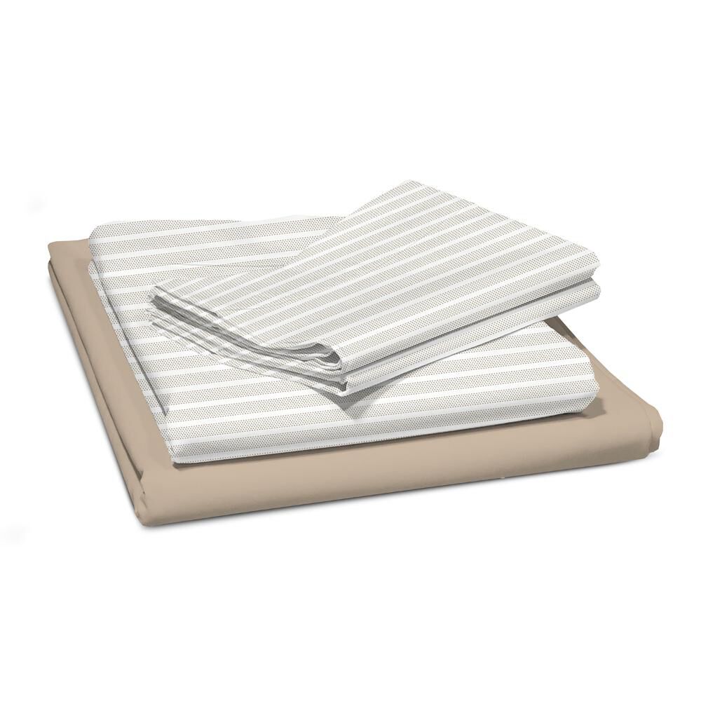 Sabanas Andes 180 Hilos Estampada Franjas Taupe King image number 2.0