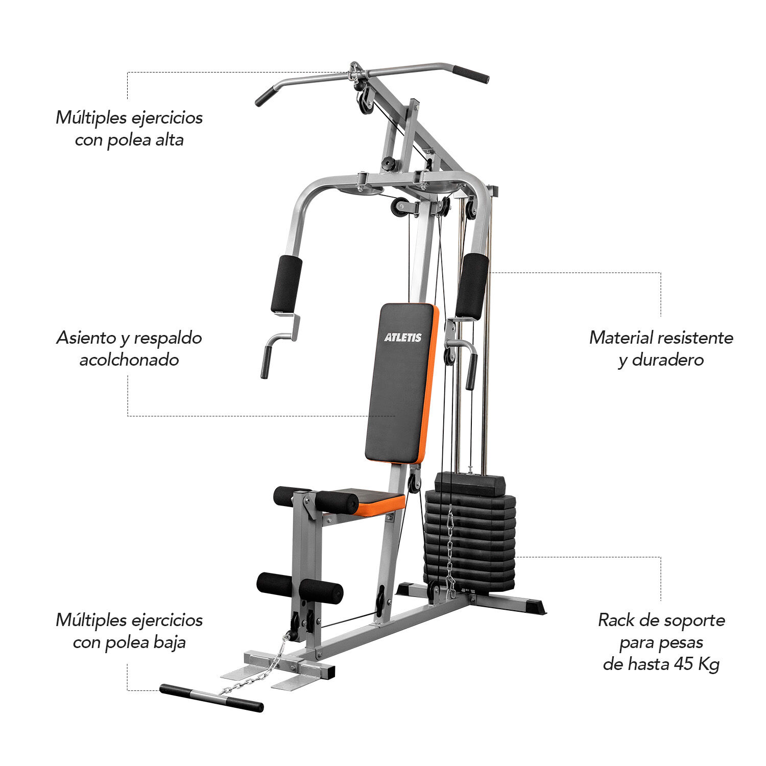 Home Gym Multifuncional Atletis Tf-3000 Gris image number 2.0