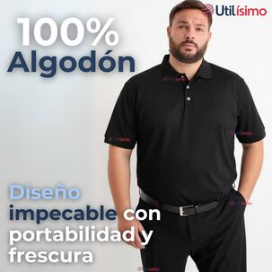Polera Pique Premium 200g Manga Corta 100% Algod&oacute;n Textura Suave Chemise Negro Hombre
