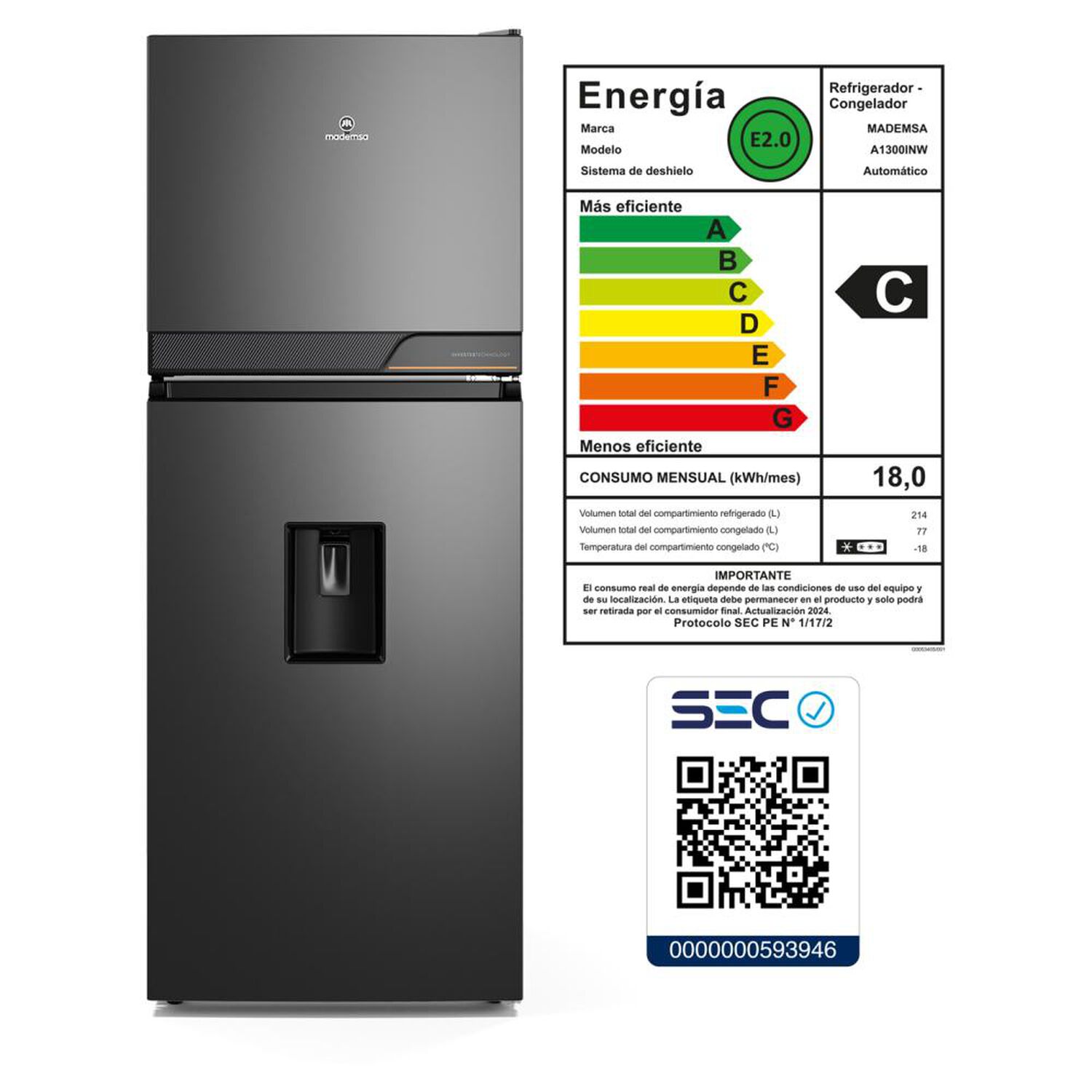 Refrigerador Top Freezer Mademsa Altus 1300inw / No Frost / 291 Litros / C image number 11.0