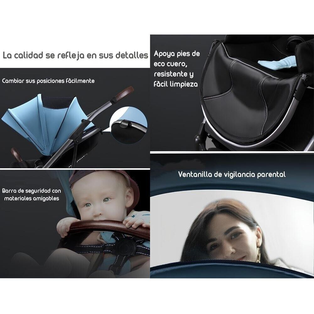 Coche De Paseo Modo Apego Y Panor&aacute;mico Rosado Lubabycas image number 2.0