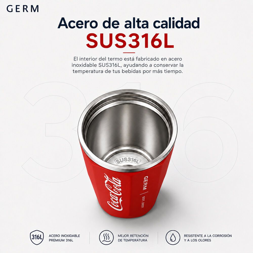 Vaso Termico Mug Germ Coca-cola Acero Inoxidable 390ml Red image number 8.0