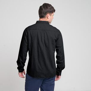 Camisa Lisa Denim Slim Manga Larga Hombre Skuad