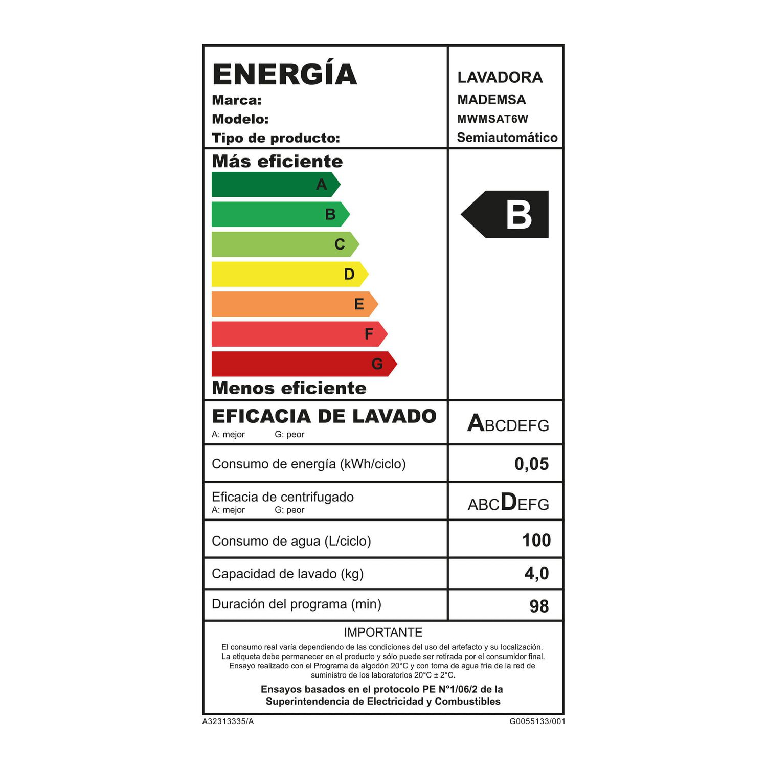 Lavadora Semi Autom&aacute;tica Mademsa 6kg Carga Superior Mwmsat6w image number 9.0