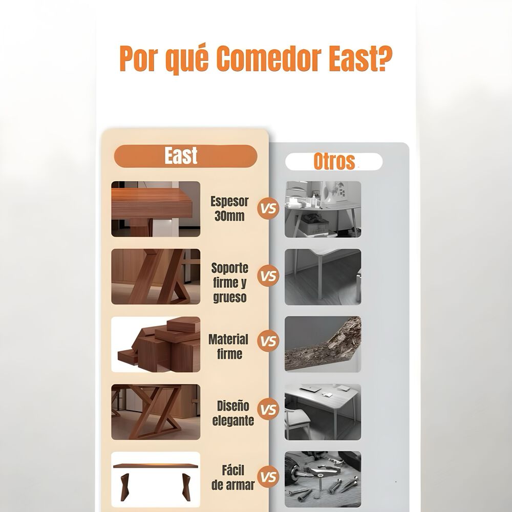 Comedor De Madera 140x60x75cm &Uacute;ltra Elegante Lubabycas image number 7.0