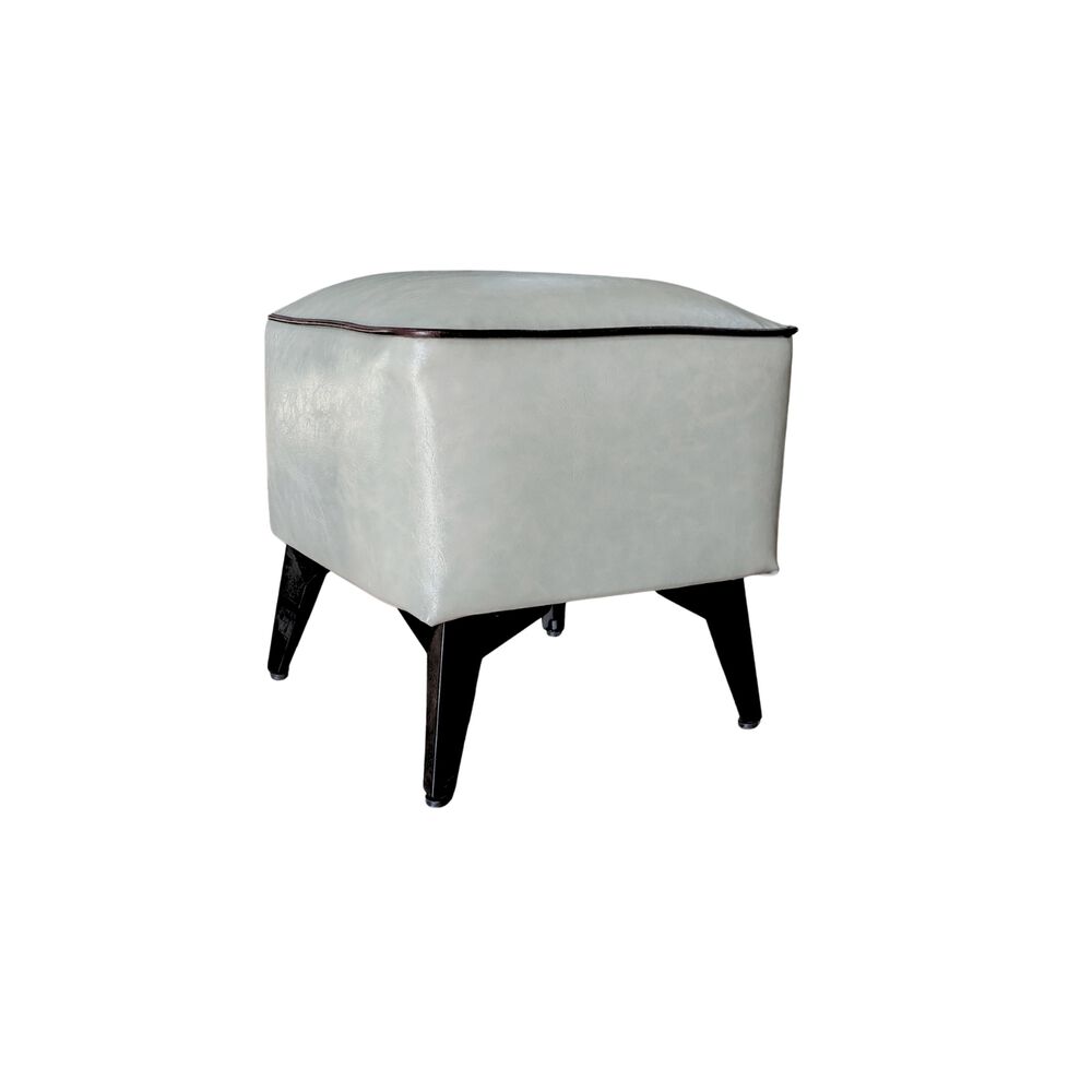 Taburete Reposapi&eacute;s Otomano Cuadrado Eco Cuero Gris image number 3.0