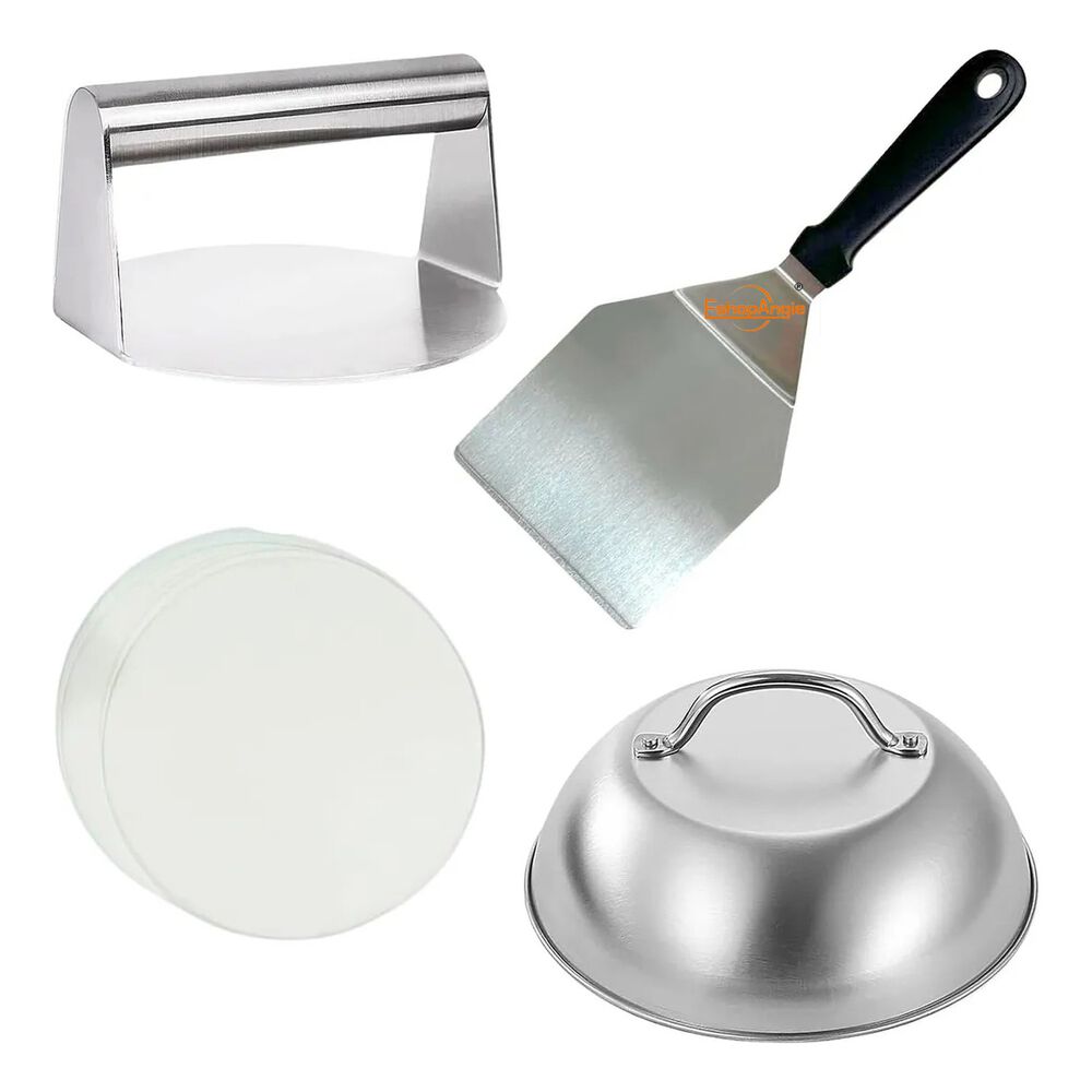 Kit Prensa Hamburguesas Acero Inoxidable 4 Piezas image number 0.0