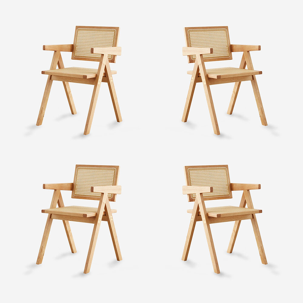 Pack 4 Sillas De Comedor Chandigarh Madera Natural image number 0.0