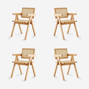 Pack 4 Sillas De Comedor Chandigarh Madera Natural