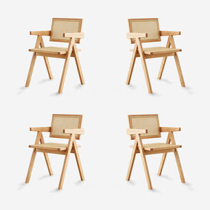 Pack 4 Sillas De Comedor Chandigarh Madera Natural