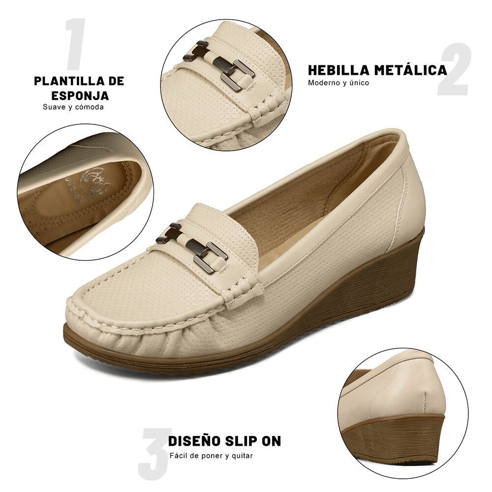 Mocasin Tacon Cuña Clásico Cómodo Casual Mujer Weide Js80 image number 5.0