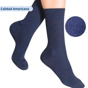 Pack 3 Calcetines Escolar Corto Bamb&uacute; Azul Unisex