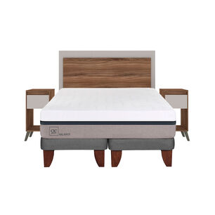 Cama Europea Cic Balance / 2 Plazas / Base Dividida + Set De Maderas Milan