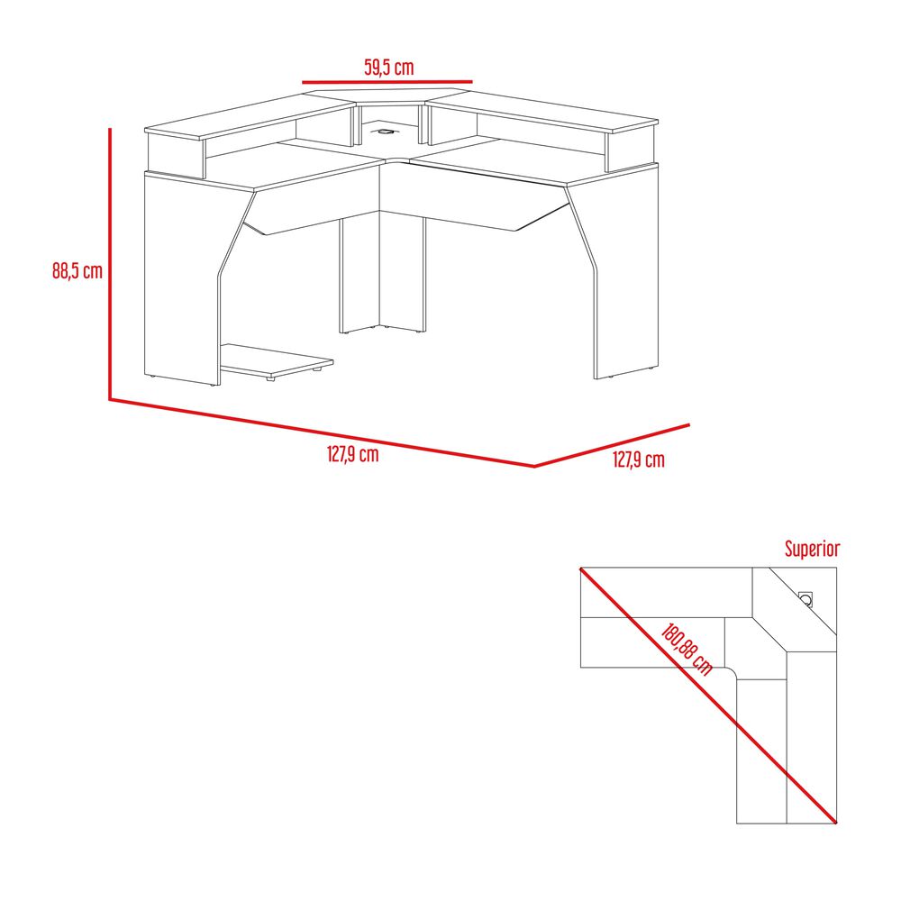 Escritorio Gamer Fm-046n - Negro Canto Rojo image number 5.0