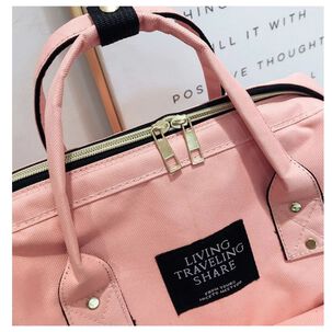 Mochila Maternal Bolso Pa&ntilde;alera Nylon Beb&eacute; Dise&ntilde;o Unicolor T&eacute;rmica E Impermeable Pink