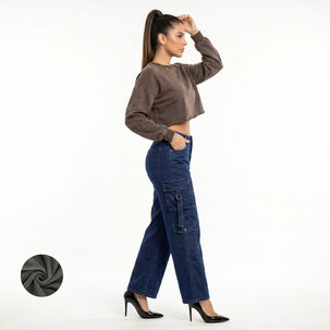 Pantalon Jeans Cargo Forro Polar Mujer