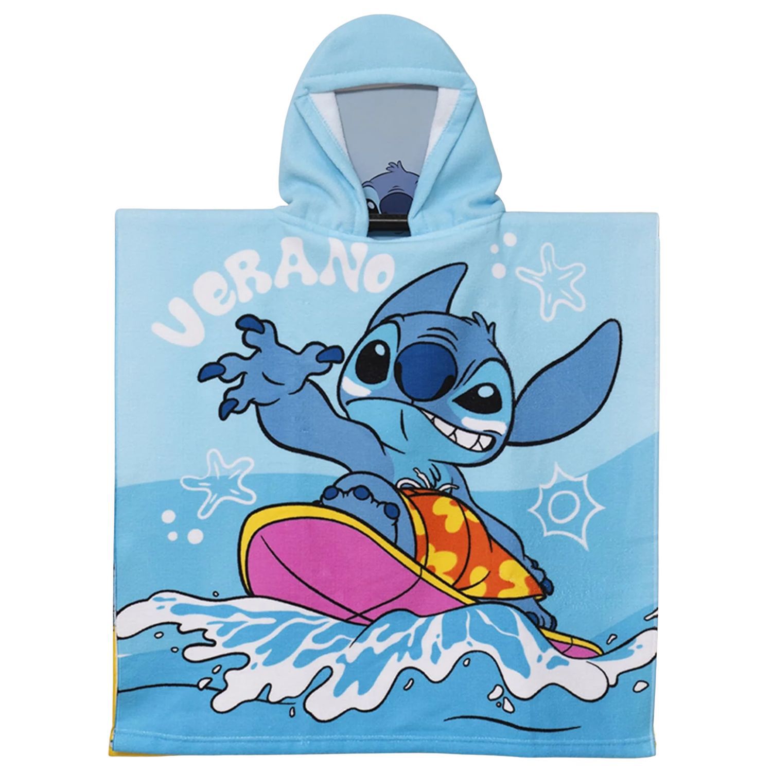 Toalla Stitch Surf Con Capucha Microfibra Playa 60x60 - Ps image number 0.0