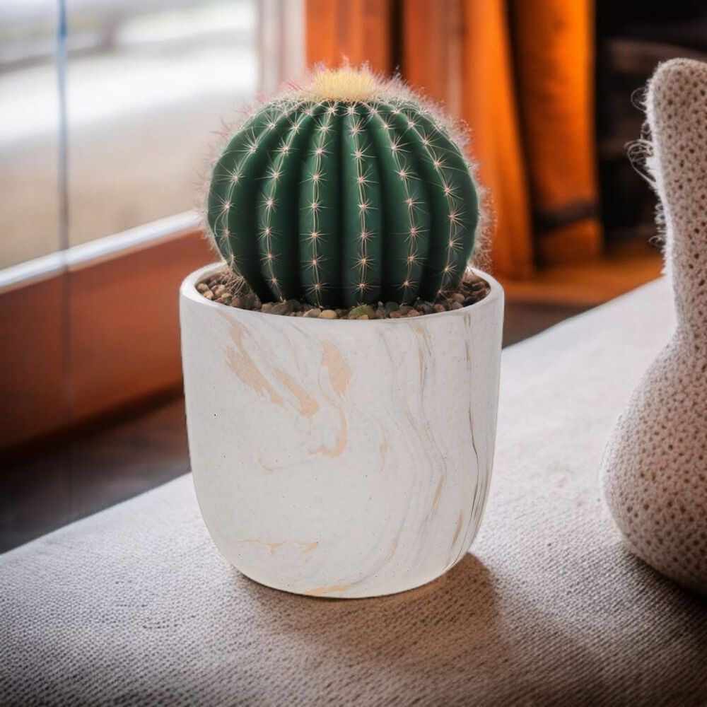 Macetero De Cemento Blanco/dorado 14 Cm image number 2.0