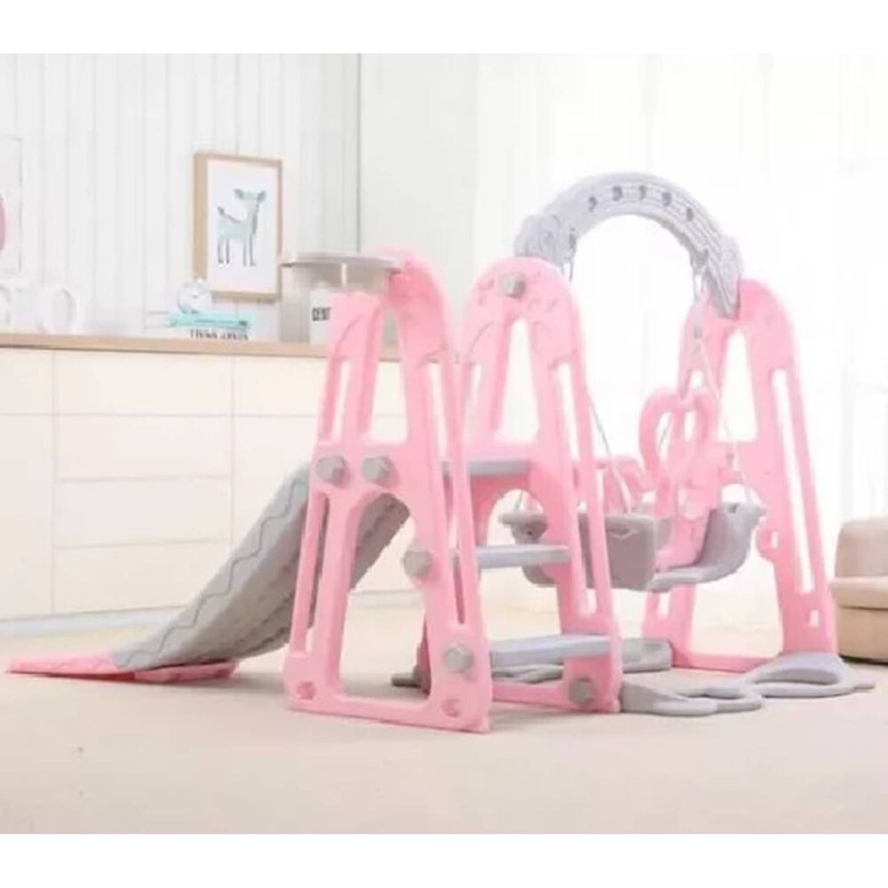 Columpio, Resbalín + Aro De Básquet Rosado image number 1.0