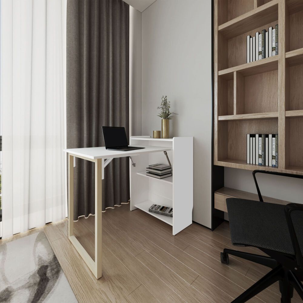 Escritorio Plegable 85,6x101x63x6 Cm Blanco image number 4.0