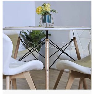 Comedor Mesa Eames Blanca 100cm + 4 Sillas Mariposas Wood Blanco