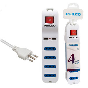 Alargador Philco Xt41 Usb 4 Pos Blanco 2500 W Usb