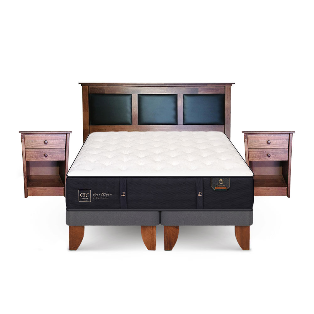 Cama Europea Cic Premium / 2 Plazas / Base Dividida + Set de Maderas New Corinto image number 0.0