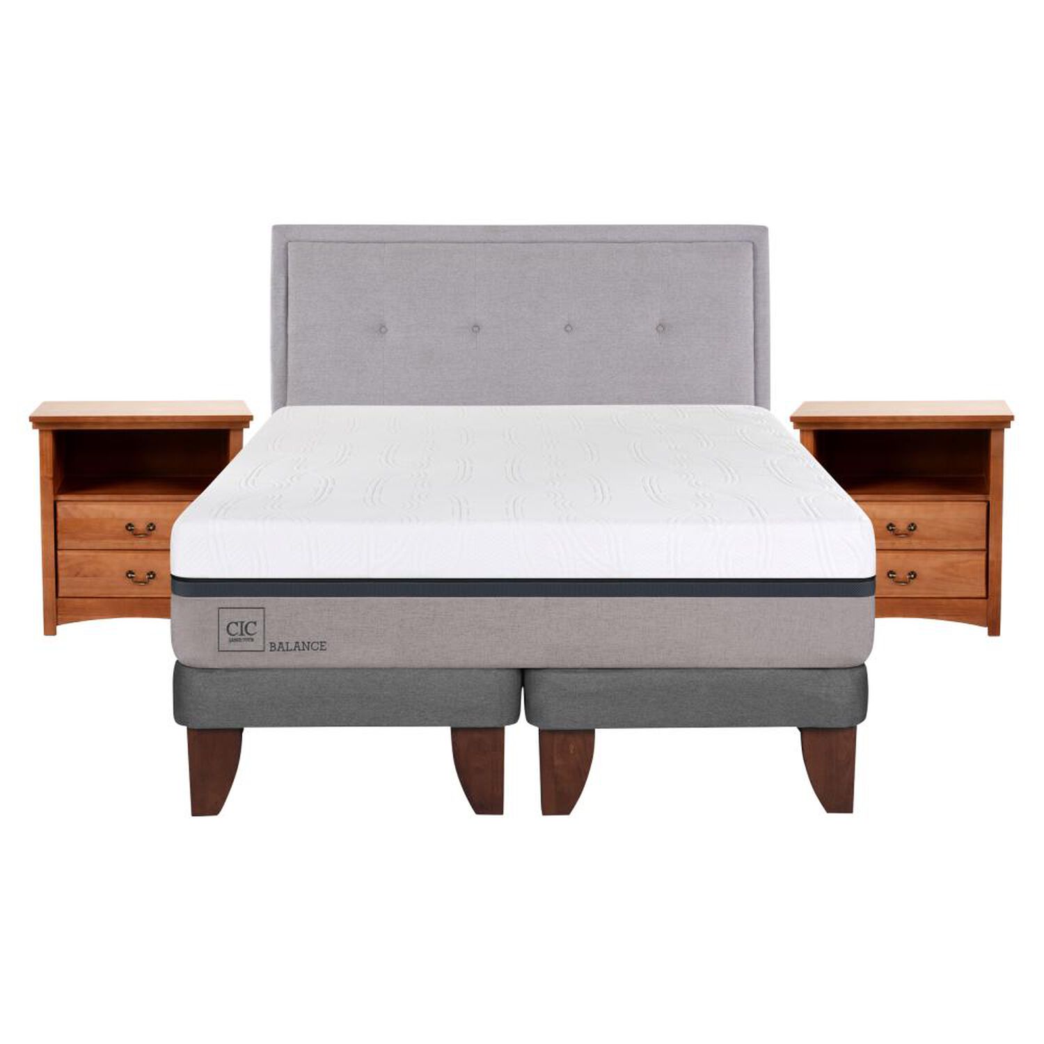 Cama Europea Cic Balance / 2 Plazas / Base Dividida + Set De Maderas image number 0.0