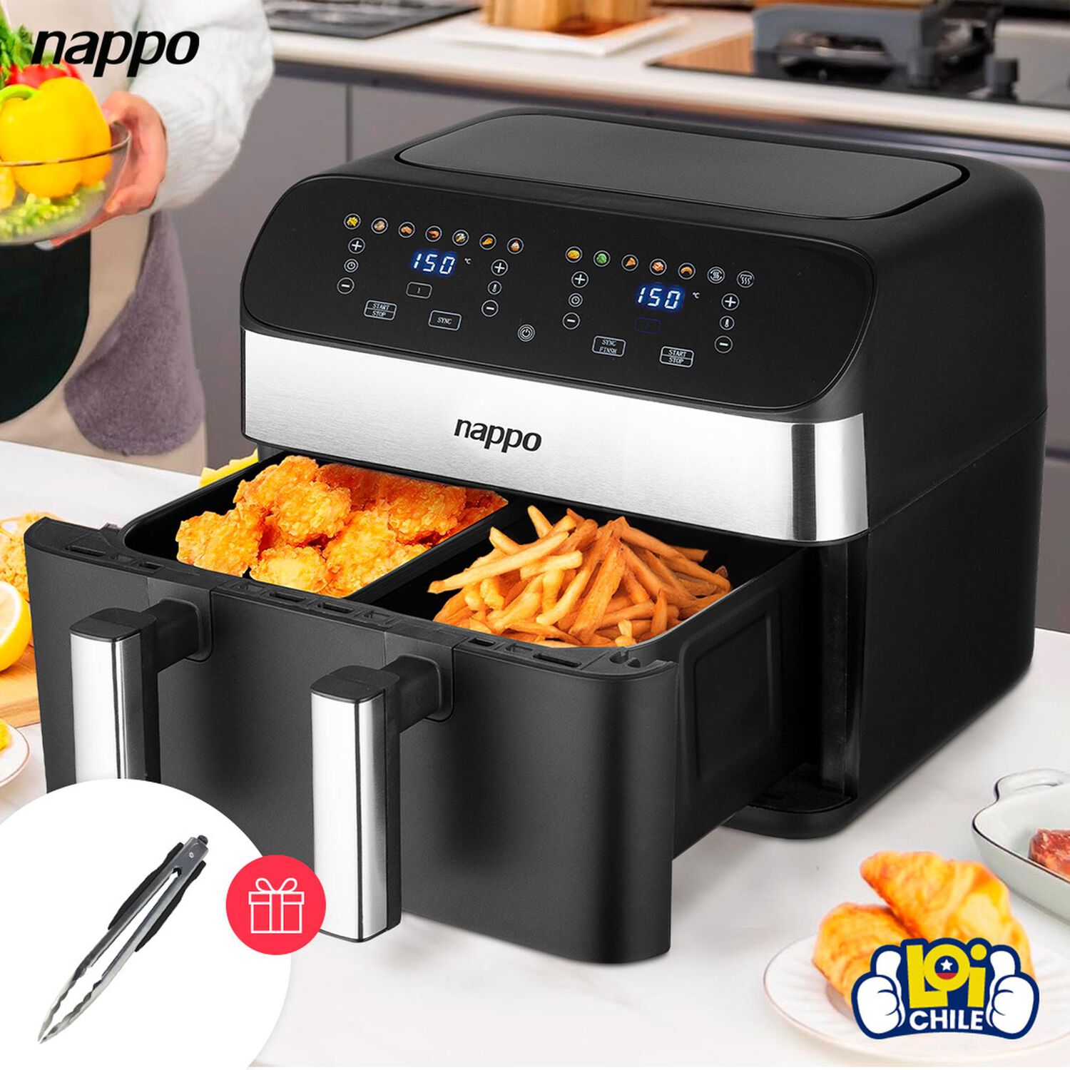 Freidora De Aire Doble Nappo 2200w 9 Litros 14 Funciones image number 6.0