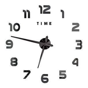 Reloj De Pared Con Pegatinas De Espejo Acr&iacute;lico Negro02